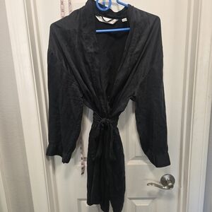 Victoria's Secret Black Satin Robe with Tie